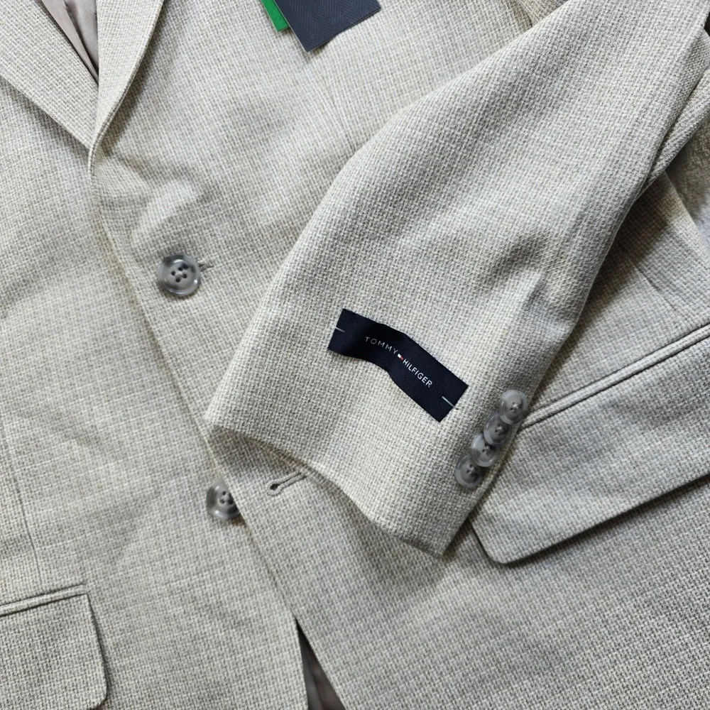 Tommy‎ Hilfiger Modern Fit Sport Coat Mens 36S White Tan Beige Check Blazer NEW